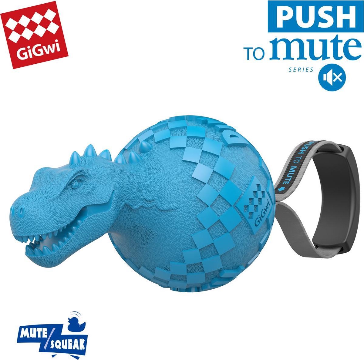 Gigwi Dinoball Push To Mute - T-Rex - het piepend vermogen van het speeltje is uit te schakelen - Hondenspeelgoed