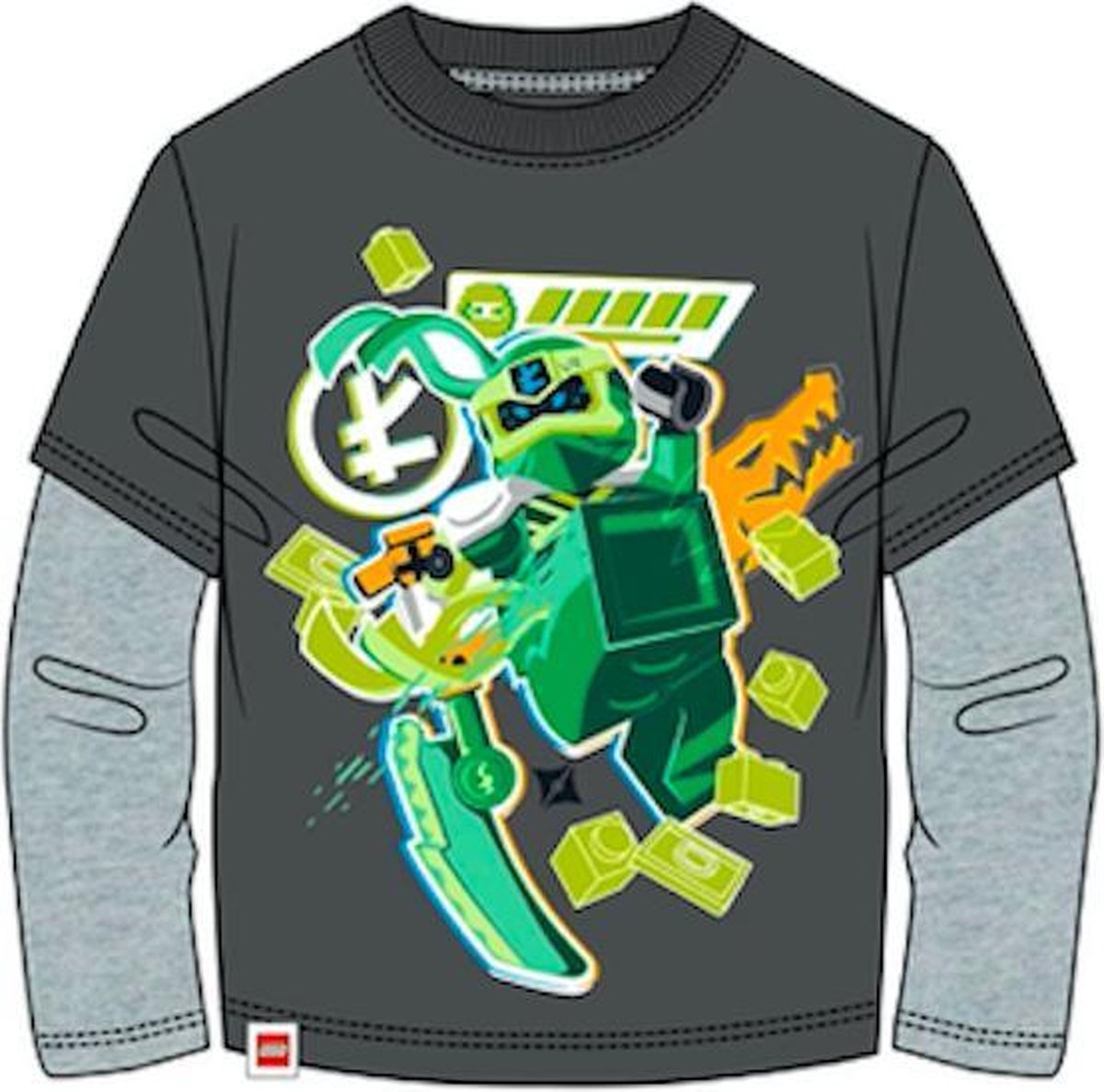 Lego Ninjago t-shirt - donkergrijs - Maat 116 / 6 jaar