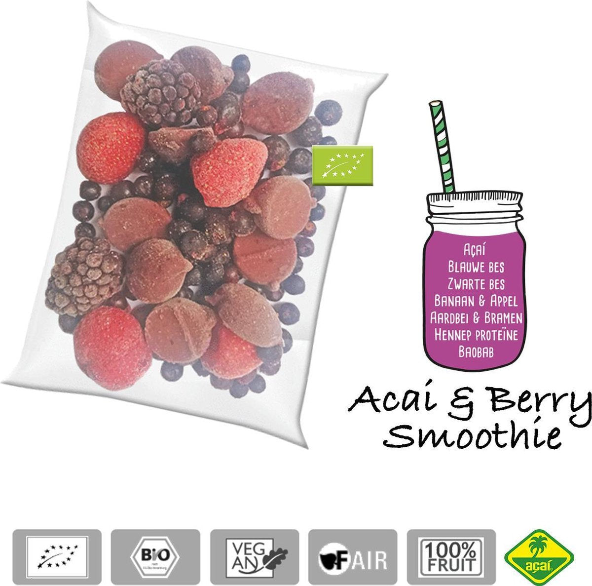 Acai & Berry BIO - Bevroren smoothie pack - Acai fine fruits club - 4