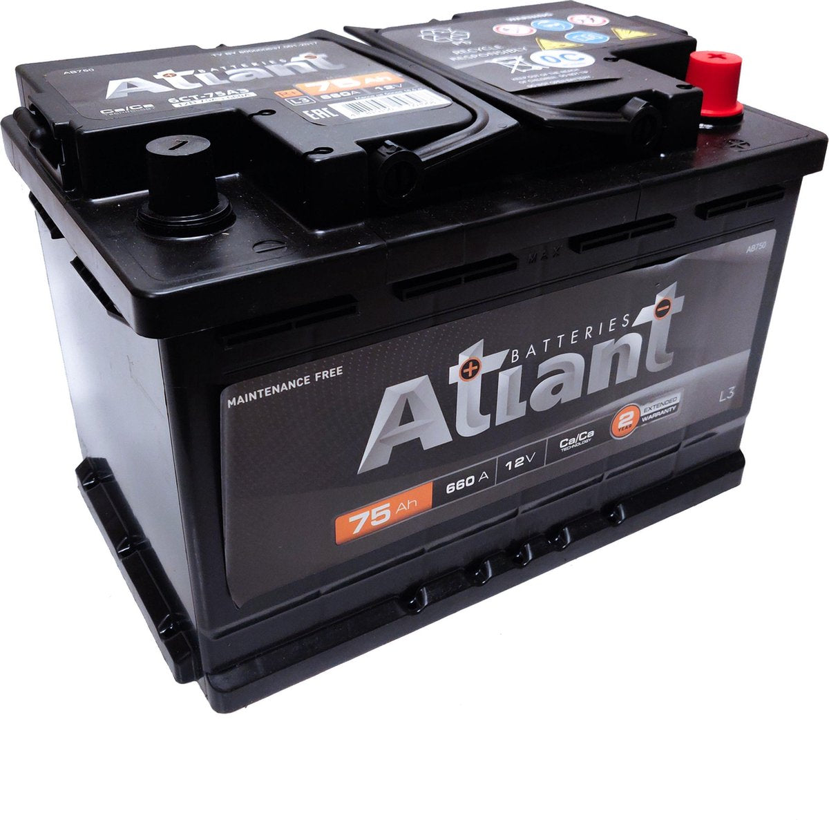 ATLANT Econom 75Ah 660A 12V R+ - Accu - Loodaccu Startaccu Autobatterij Batterie de Voiture Car Battery Akku