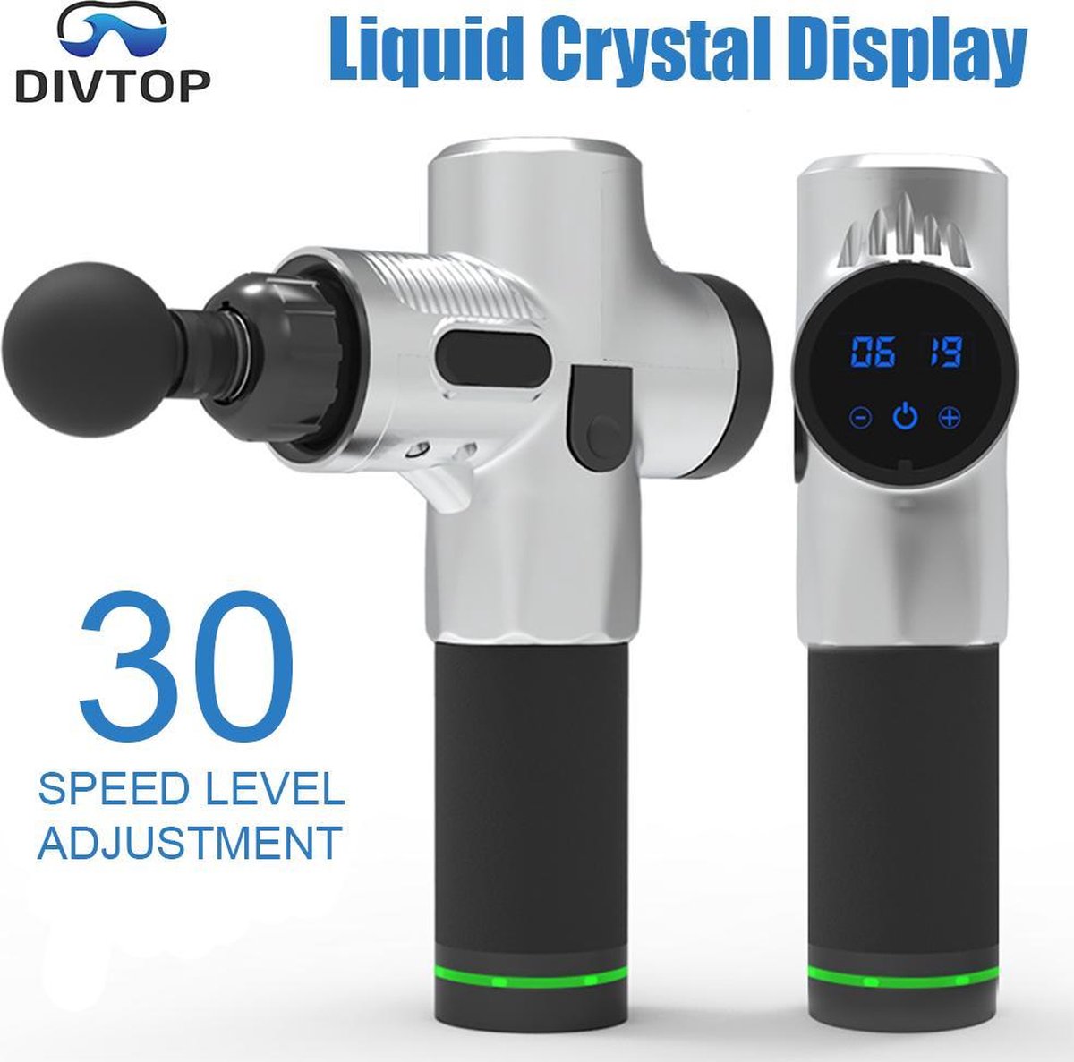 Woegel massage gun – inclusief koffer -  6 opzetstukken – 30 verschillende standen - relax en sport massage – klop en vibratie massage - stil en sterk - massage apparaat – massage pistool - grijs
