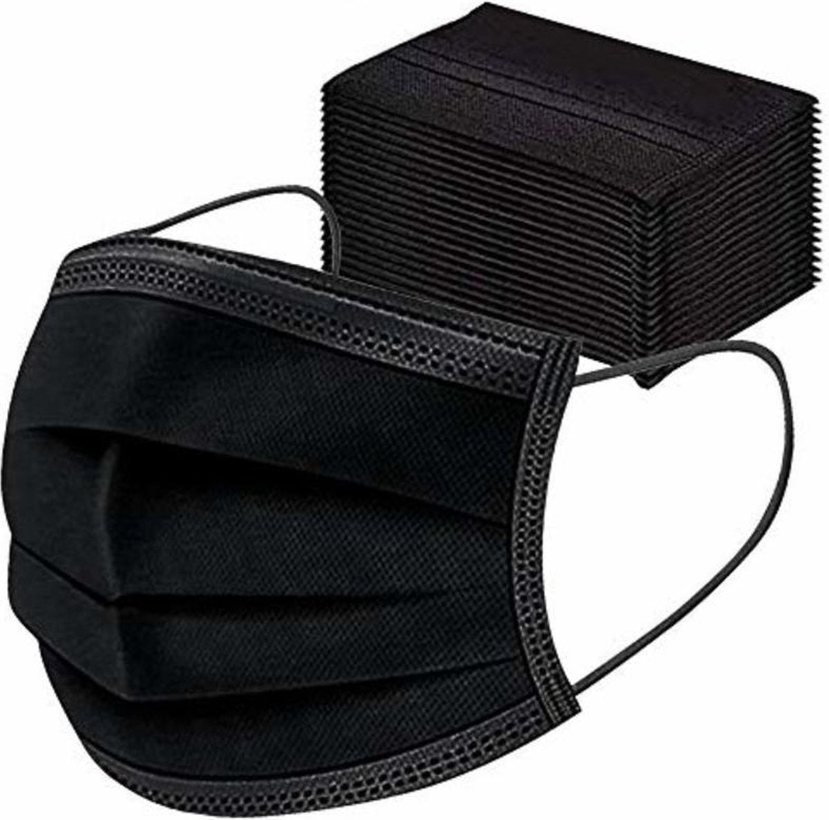 Basic Niet Medische Mondkapjes - 3 laags - 50 stuks - Zwart