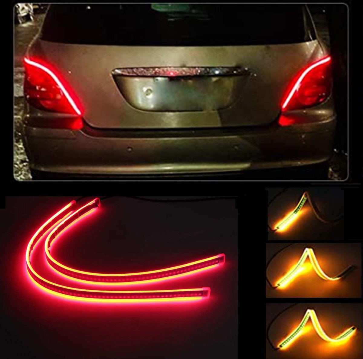 DRL LED Strip - Auto dagrijverlichting met richtingaanwijzer -- 60cm -- Rood -- Achterlicht Led Strip