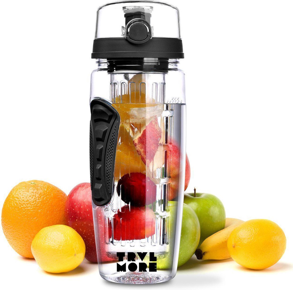 Waterfles - Drinkfles - Waterfles met Fruit Infuser – Zwart - 900ML
