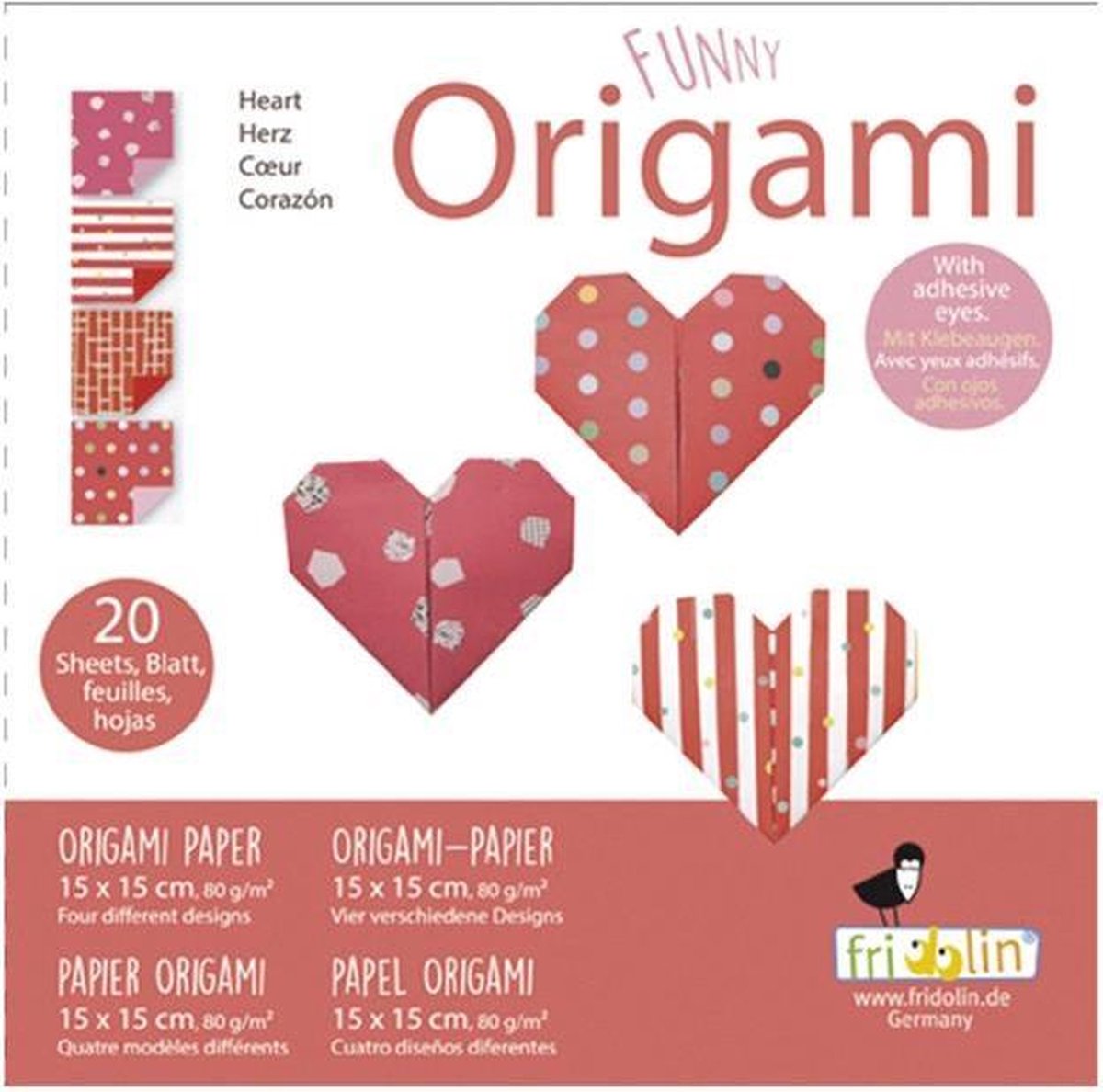 Fridolin Origami Hartjes Vouwen 15 X 15 Cm 20 Stuks Rood