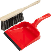 Stoffer en blik rood van kunststof/hout/Arenga vezel met lip voor binnen - Zachte borstel/handveger