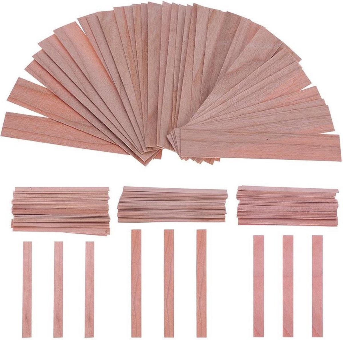 Kaarslonten - Houten kaarslont - Houten lont - Kaarslonten voor zelf kaarsen maken - 50 stuks - 9 cm