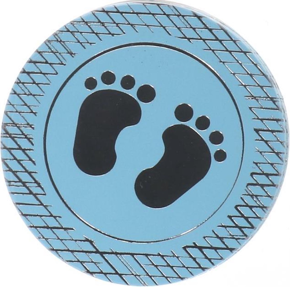 onderzetters blauw met zilveren voetjes geboorte jongen 10 stuks 10 cm rond - baby shower