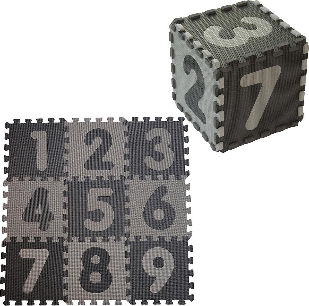 Babydan Speelkleed - Speelmat - Puzzelmat Foam 1-9 cijfers - Grijs