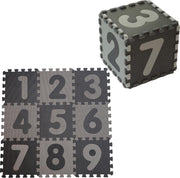 Babydan Speelkleed - Speelmat - Puzzelmat Foam 1-9 cijfers - Grijs