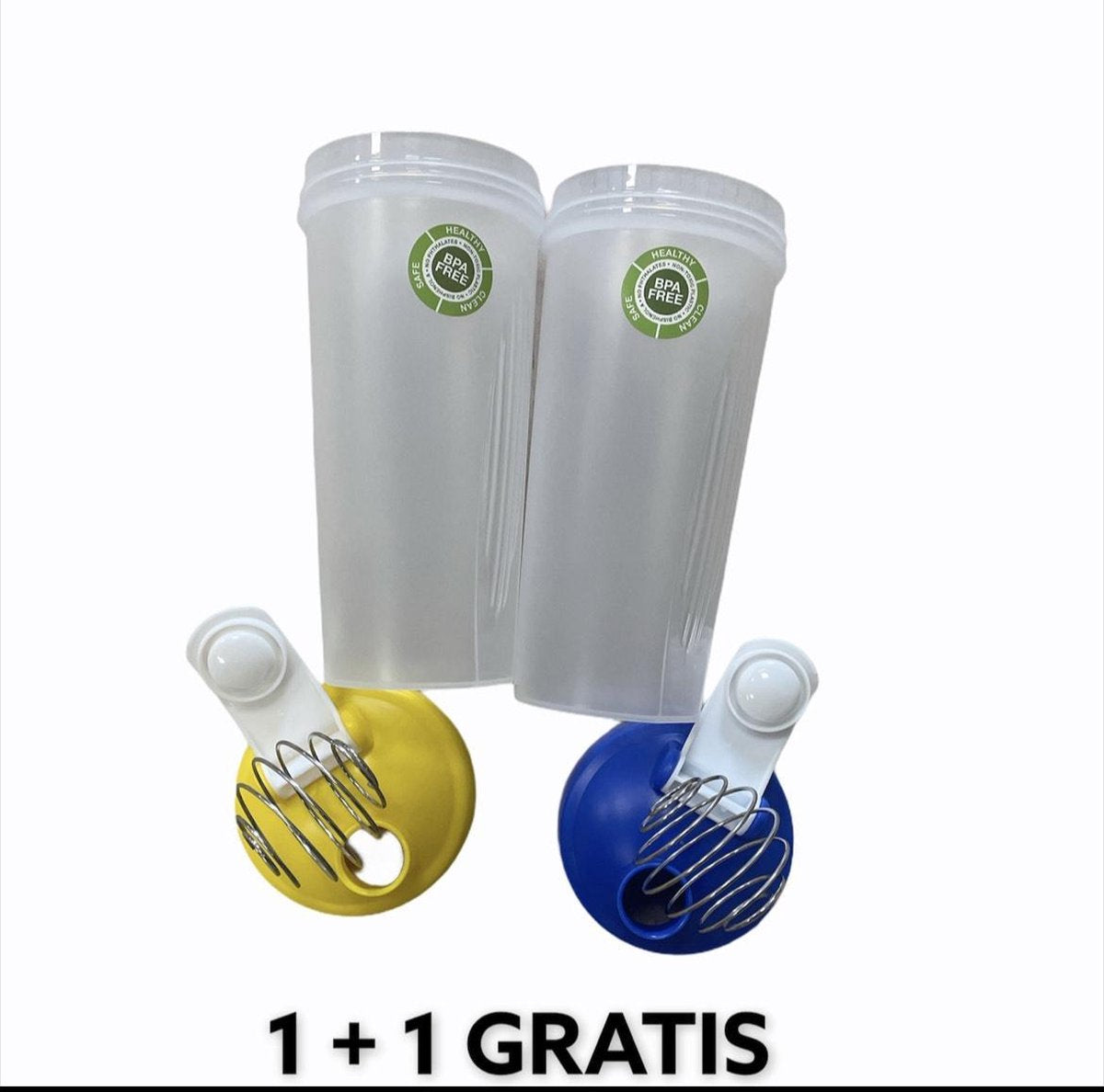 2x Narvie Shake Beker 600 ML Eiwitshaker - Fitness Sport Shake Smoothie Beker Fles Bidon Blender Bottle - met bal - Doorzichtig