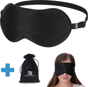 Slaapmasker Zijde - 100% Verduisterend - met Opbergzakje - Zwart