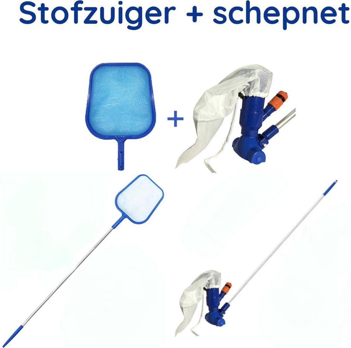 Zwembad stofzuiger + Zwembad schepnet - Inclusief steel 120 cm - Zwembad onderhoud