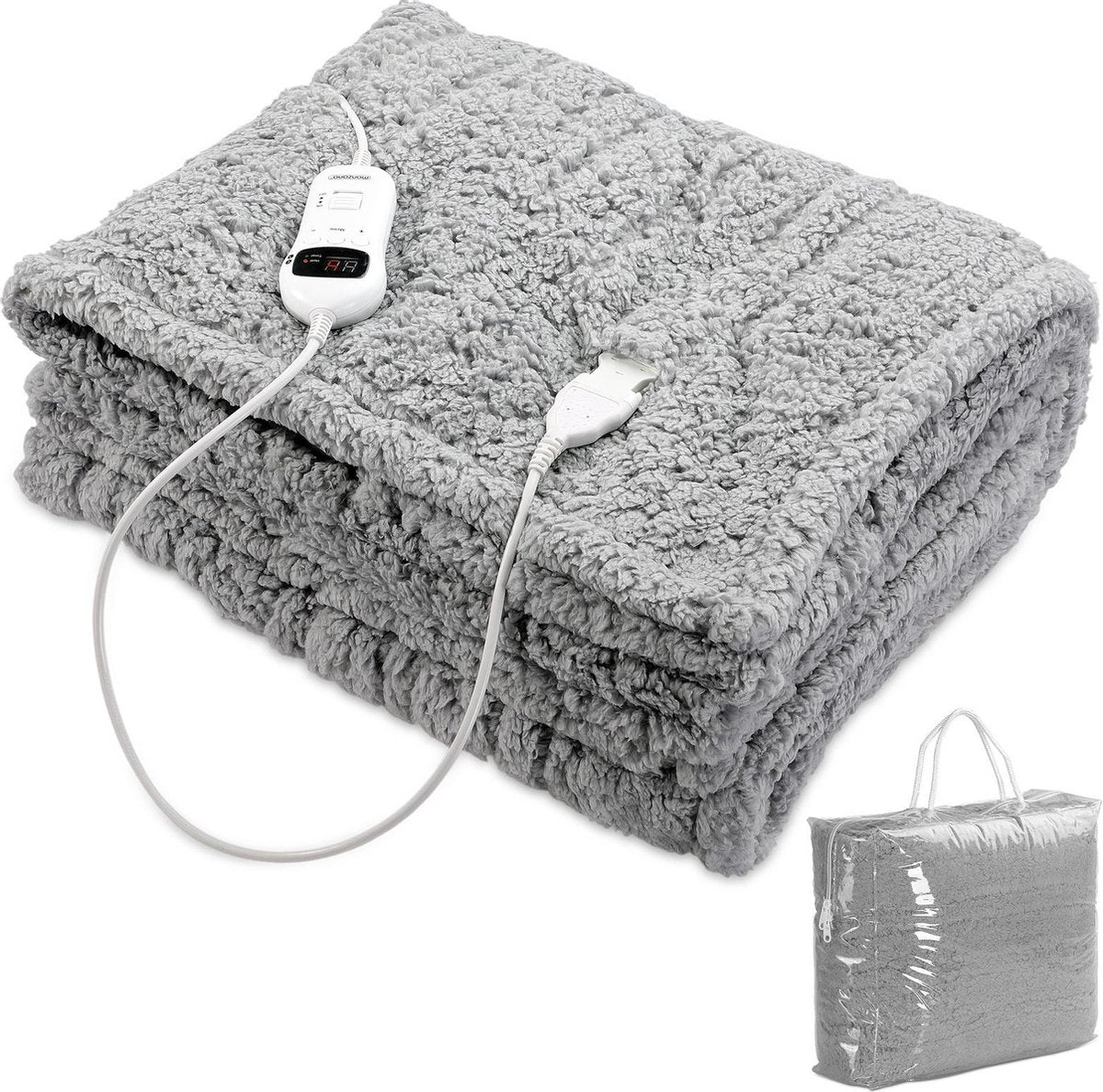 Monzana Fleece verwamingsdeken 170x140 cm Teddy 120W grijs onderdeken