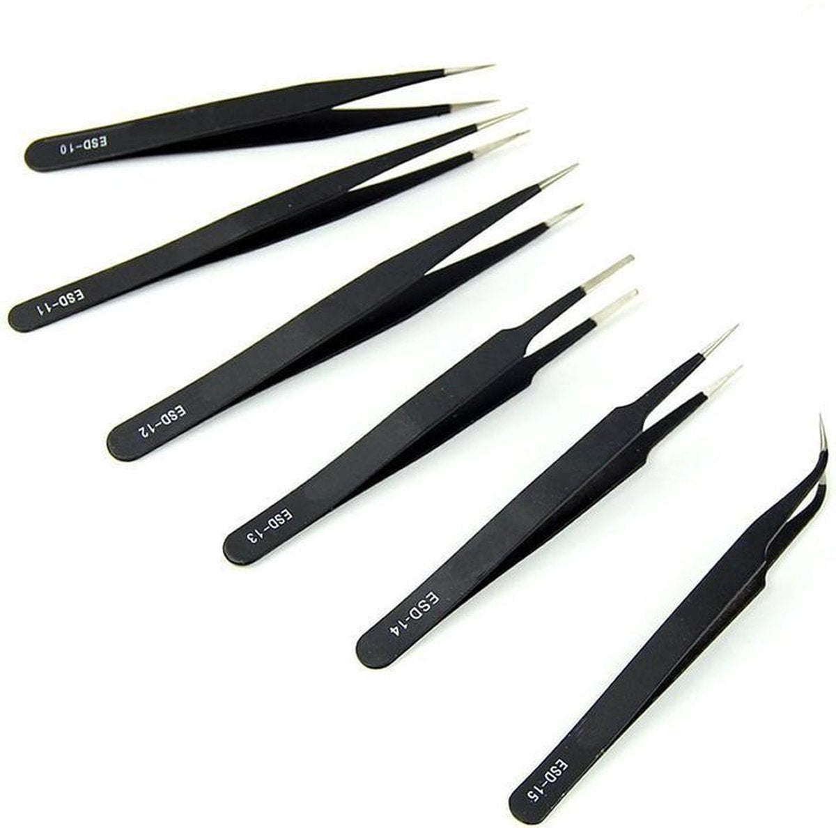 6 Deligprofessionele Pincet Set Zwart - Precisie - Hobbypincet - Modelbouw