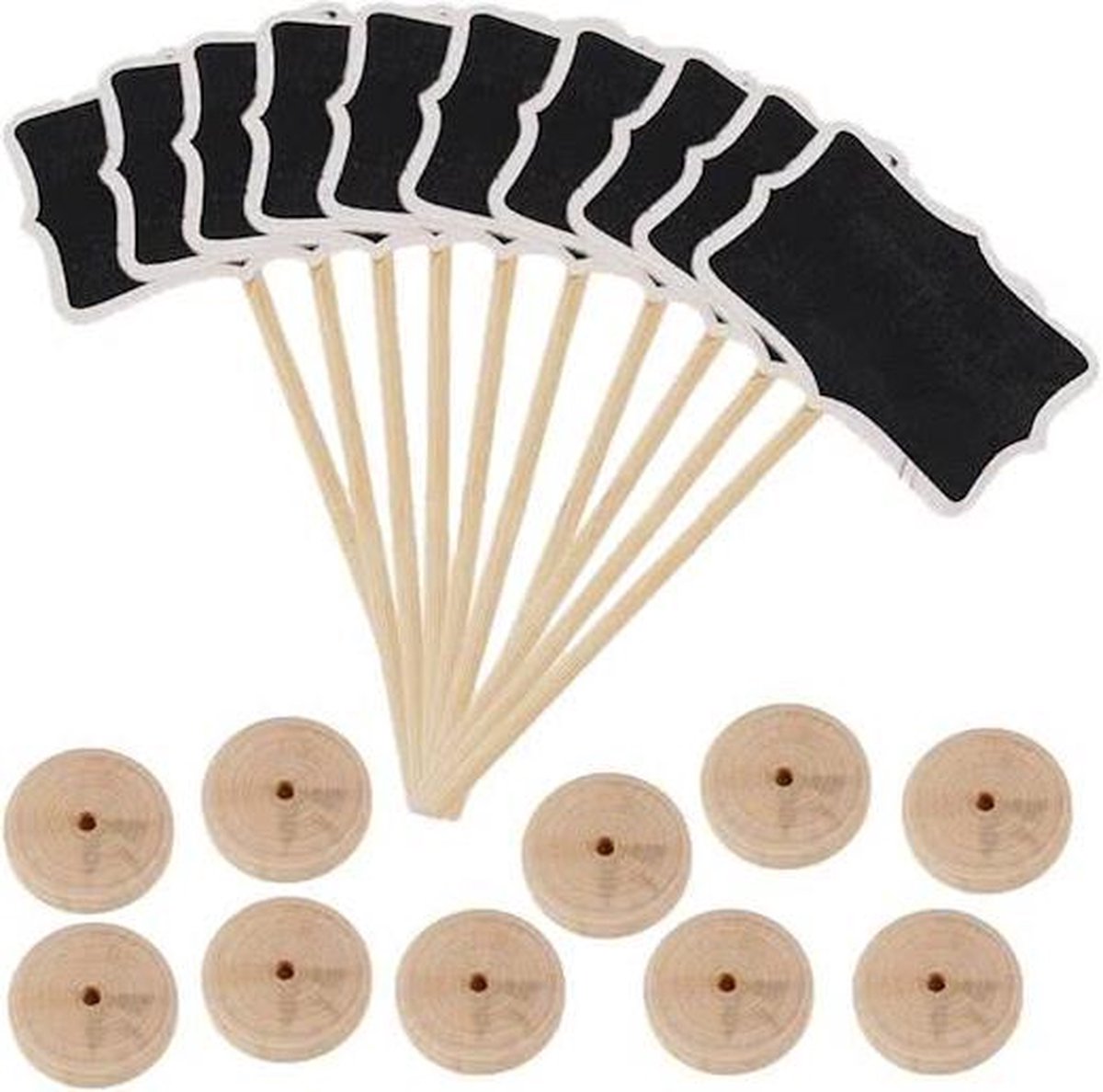 12 stuks mini houten krijtbordjes met standaard