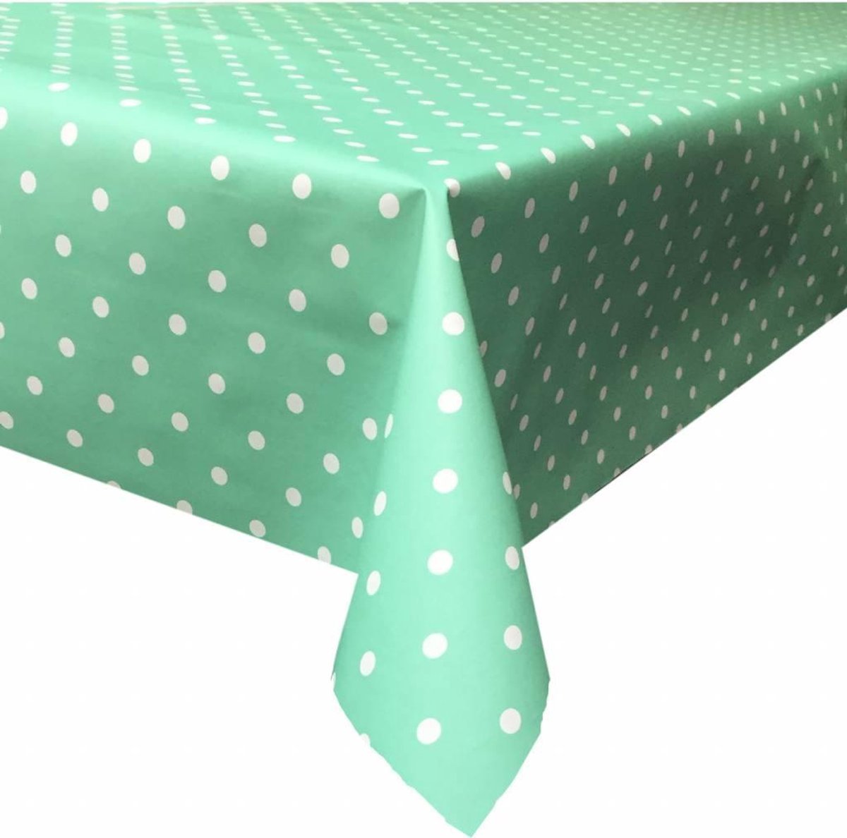 MixMamas Tafelzeil Stippen - 140 x 200 cm - Mintgroen/Wit