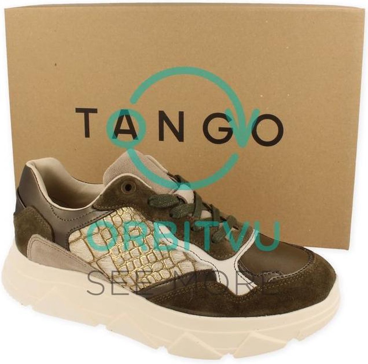 Tango | Kady fat 16-l khaki multi pony jogger - off white sole | Maat: 39
