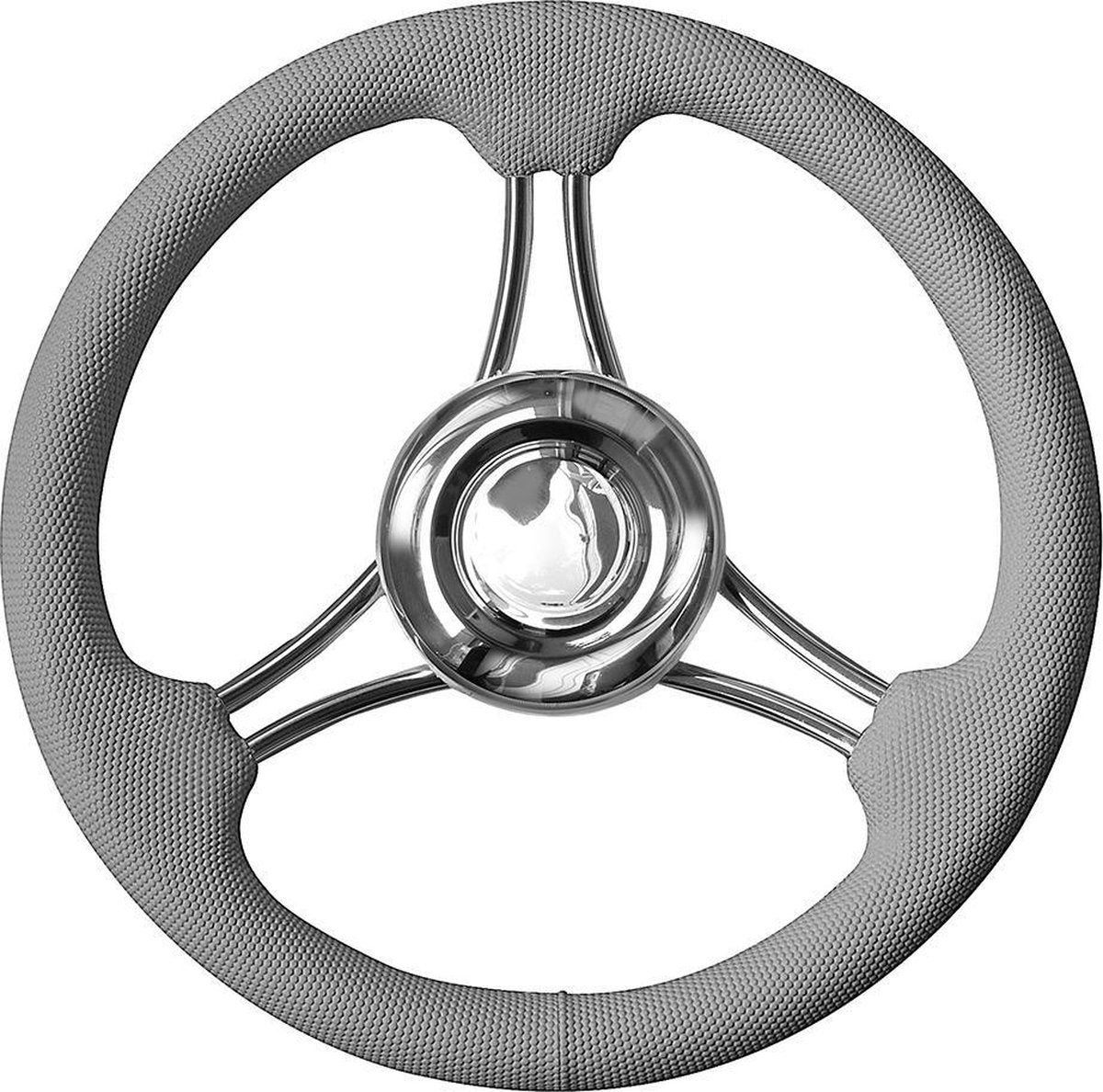 Savoreti Corsica RVS Stuurwiel met grijze geribbelde PU-schuim Rand Ø 350 mm
