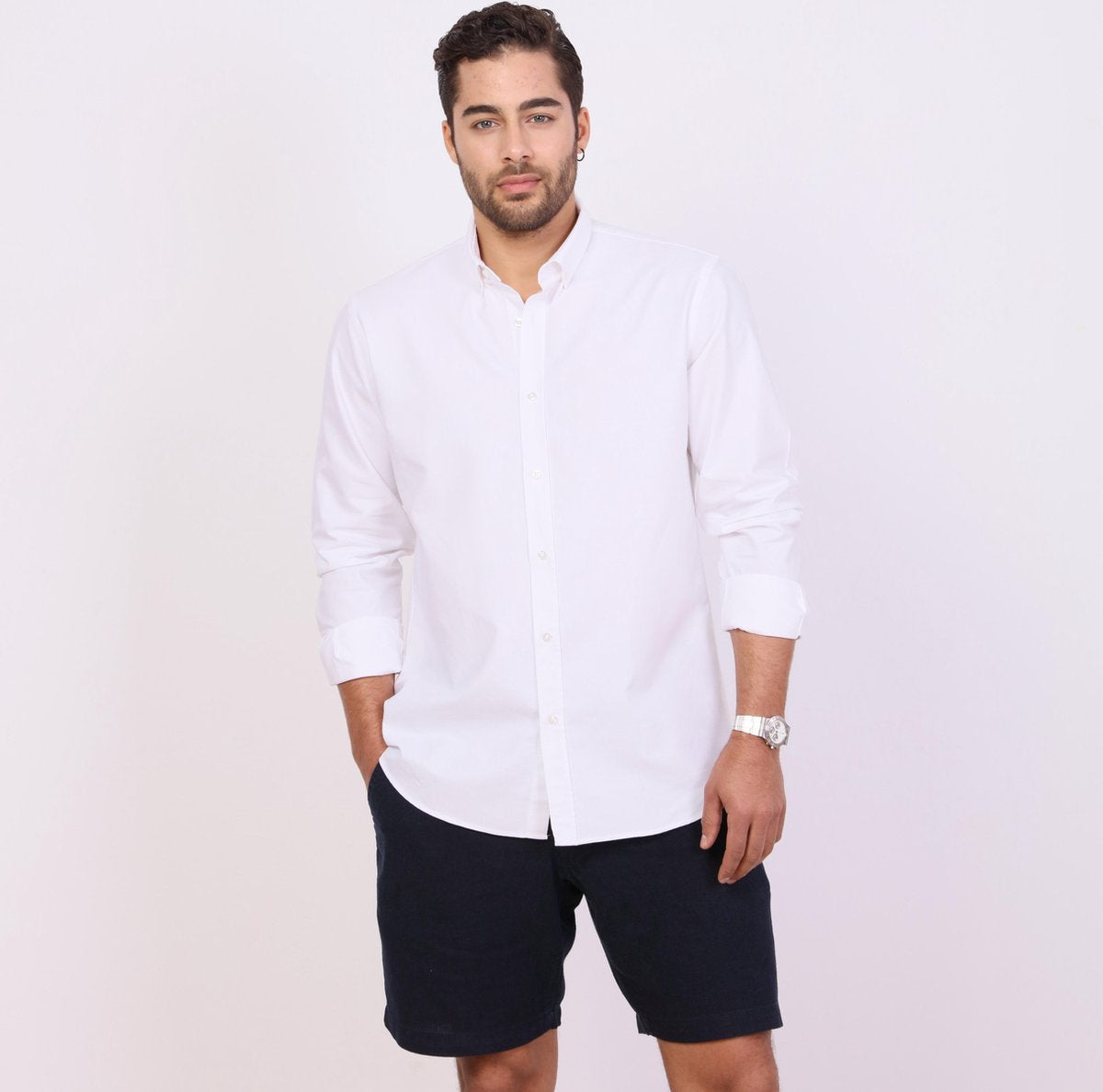 ULTRAMARINE Oxford Shirt Heren van 100% Katoen - Overhemden Heren Volwassen met Klassieke Kraag met Knopen - Blouse Heren met Lange Mouw - Longsleeve Heren  - Overhemd / Topjes voor Heren - Wit - XL