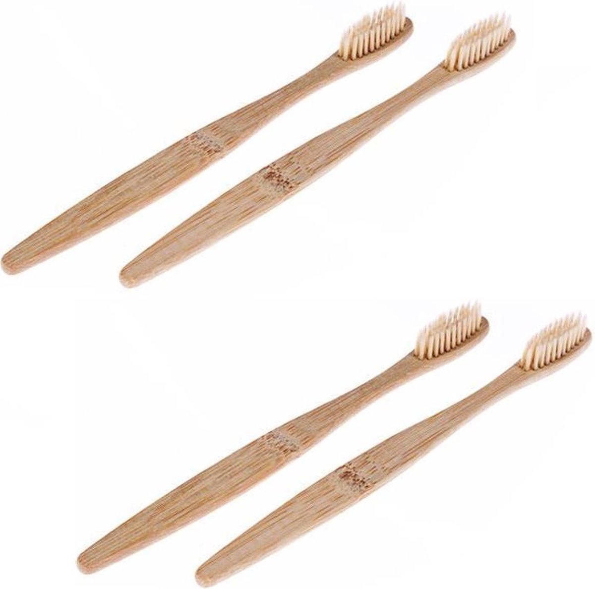 Doodadeals® Bamboe Tandenborstel – Bamboo Toothbrush – Ecologische Tandenborstel – Blonde Haren – Zacht/Medium – 4 stuks