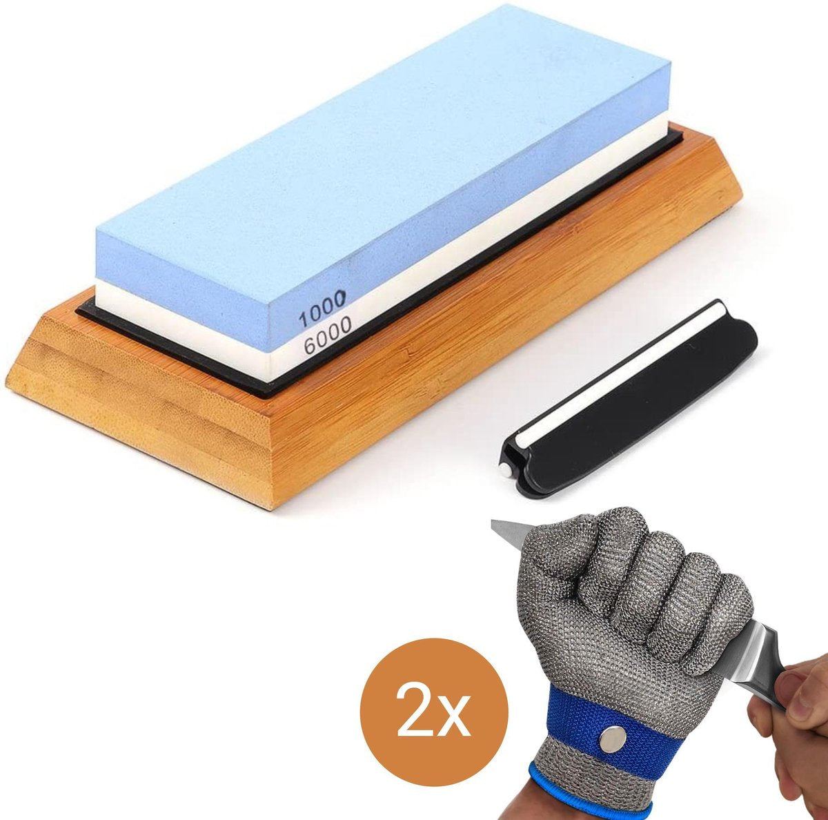 Slijpsteen - Wetsteen - Volledige Slijpsteen Set 1000 6000 - Messenslijper - Inclusief Handschoenen