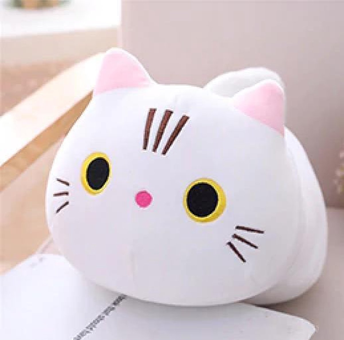 Knuffel kat - Cadeau - kussen - knuffel - zacht - schattig - 30 cm - kinderen - speelgoed - gift - plush - pillow - wit - cat plush