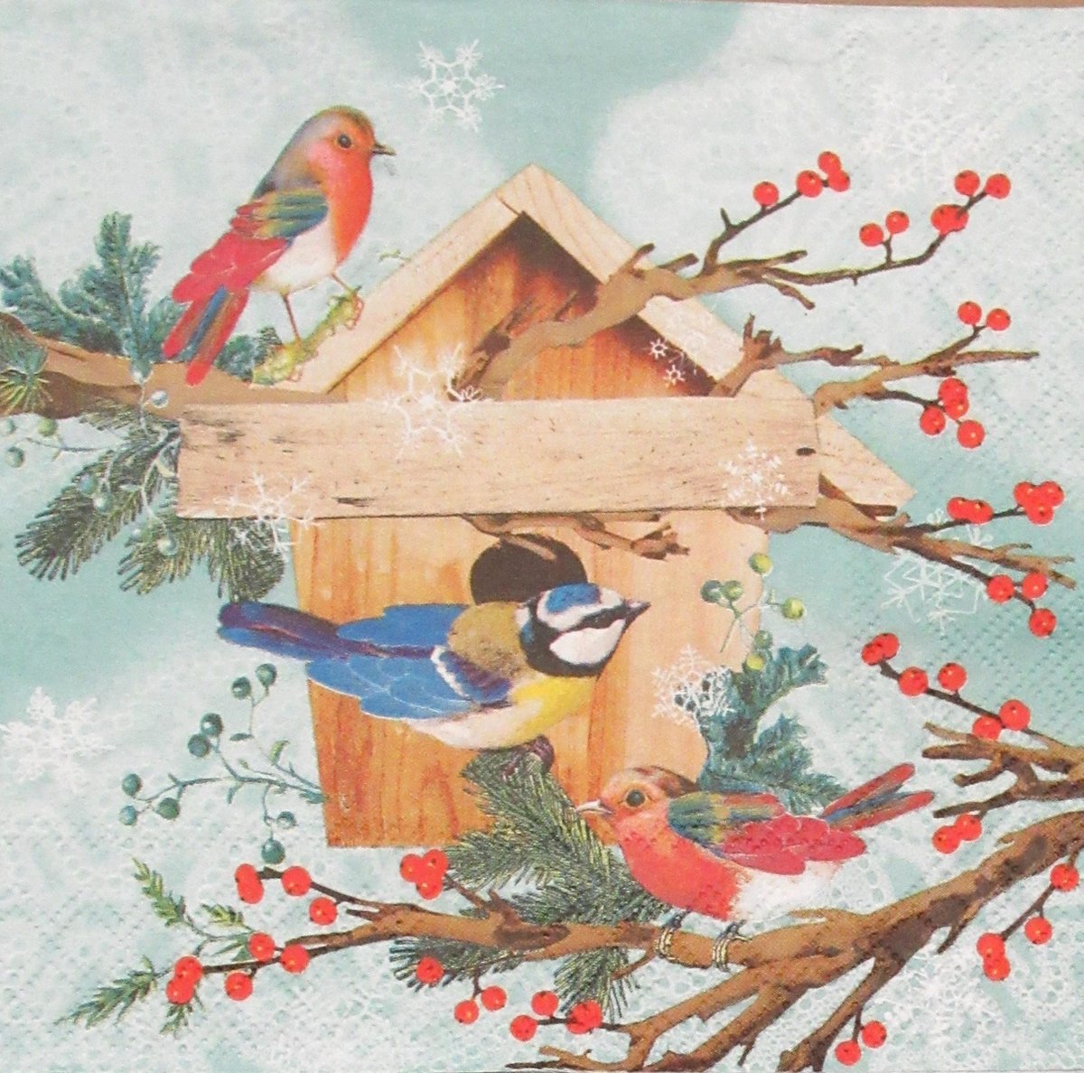 Servetten X-Mas Bird House 33 x 33 cm