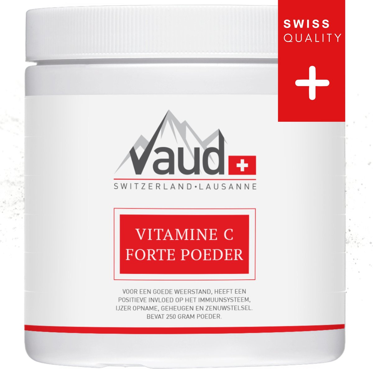Vaud Vitamine C Forte Poeder | Vitamine-C  poeder 1000mg | Meest pure vorm | Vitamines | Goed opneembaar | Bevordert de weerstand en het immuunsysteem | Zonder toevoeging van additieven | Bevat 250 doseringen