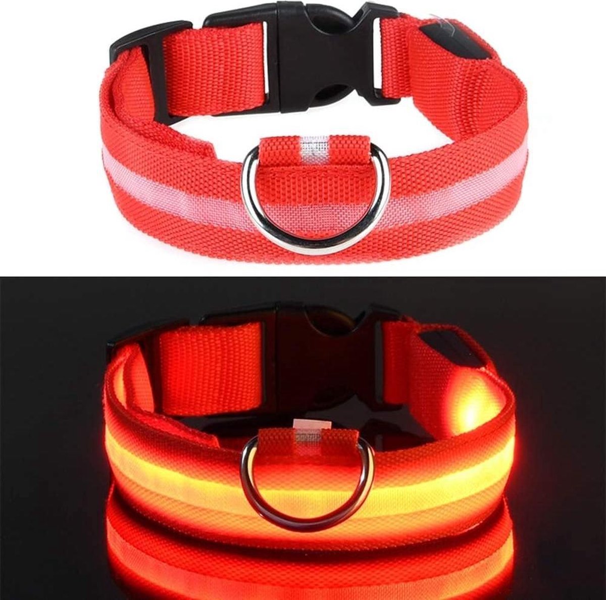 Rood LED hondenhalsband USB oplaadbaar Super Bright Safety Pet Collar verhoogde zichtbaarheid