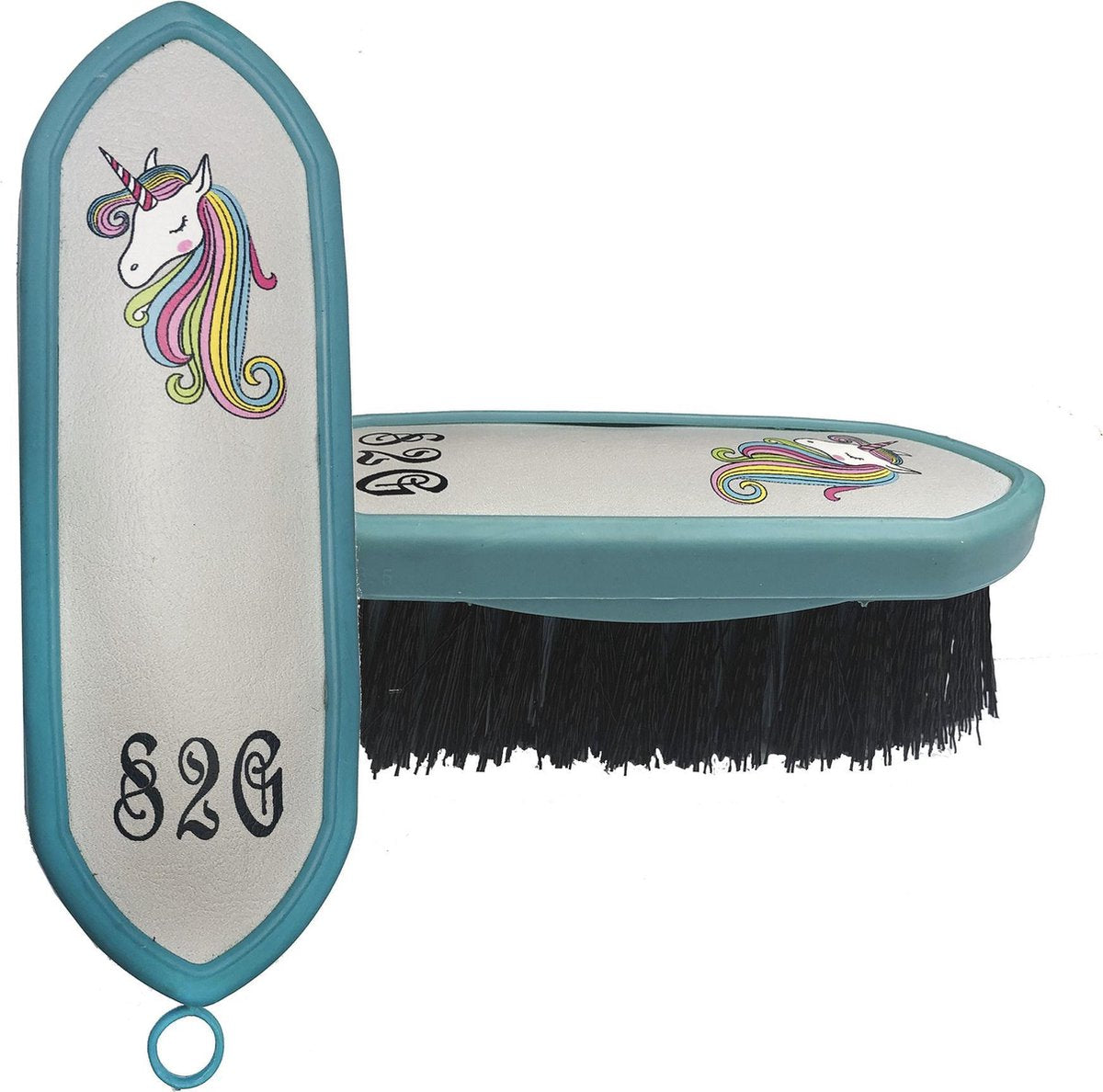 S2g Manenborstel Unicorn Leer/rubber Turquoise/wit/zwart