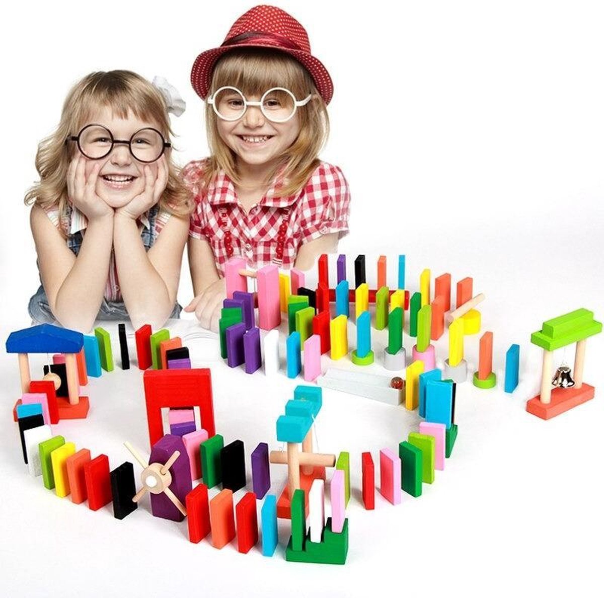 Ariko XXXL Kleurrijke Domino stenen Speelset met leuke extra's - Hout - 1500+ Delig - Houten Dominostenen Set