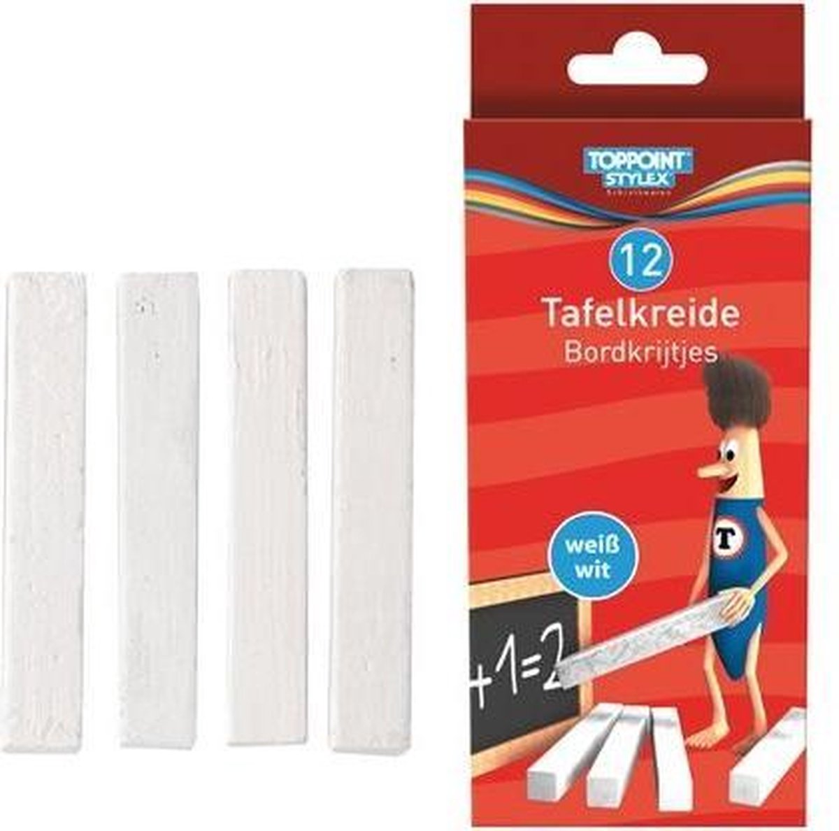 Toppoint Bordkrijt 12 stuks wit