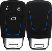 kwmobile autosleutelhoes voor Audi 3-knops Smartkey autosleutel (alleen Keyless Go) - Siliconen beschermhoes in zwart / blauw