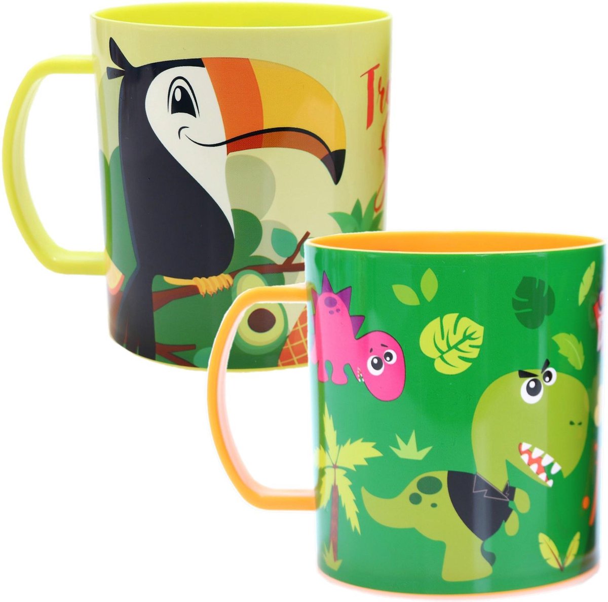 Drinkbeker 2 stuks Dinosaurus + Jungle | drinkmok magnetron bestendig 350ml | DM03