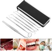 RVS Professionele Tandarts Set 6-delig-Gebit Verzorging-Mond Spiegel- tanden reiniging  set-tandsteen