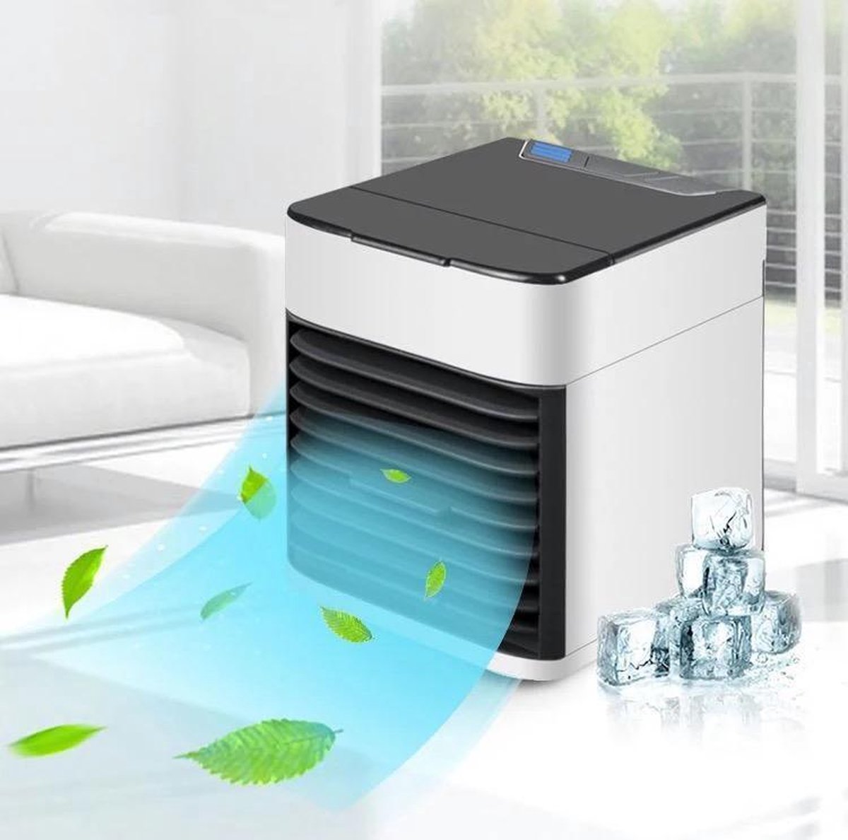 Aircooler - Portable Luchtkoeler & Luchtbevochtiger |Koelen & Bevochten - Ventilator - 3 snelheden - USB-aansluiting