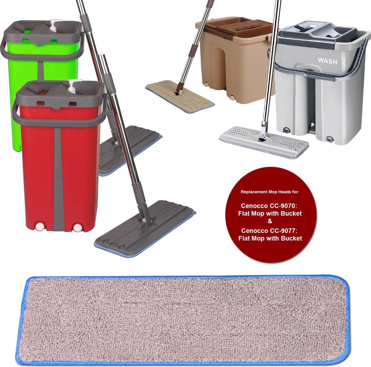 Cenocco CC-MOPM6: Set van 6 Wasbare Vervangbare Microvezel Dweilpads