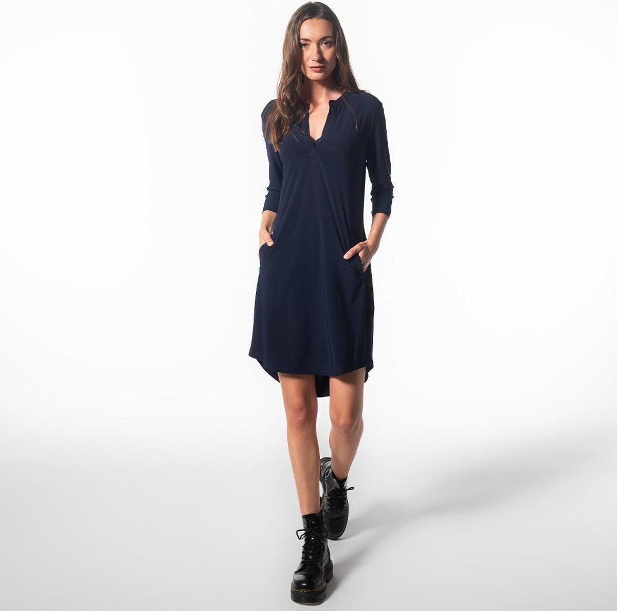 Dames Travel Dress marine blauw - Dames jurk Navy - S