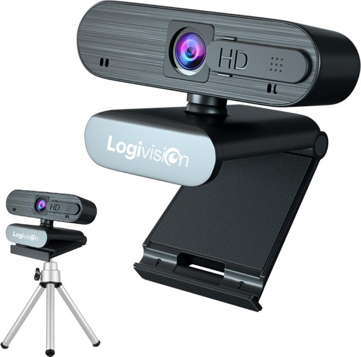 Logivision H703 4K Webcam voor PC met Microfoon - Webcam voor Laptop - Webcam Logitech - Autofocus - Voor Werk/School/Streamen - Plug & Play - Inclusief GRATIS Webcam Statief