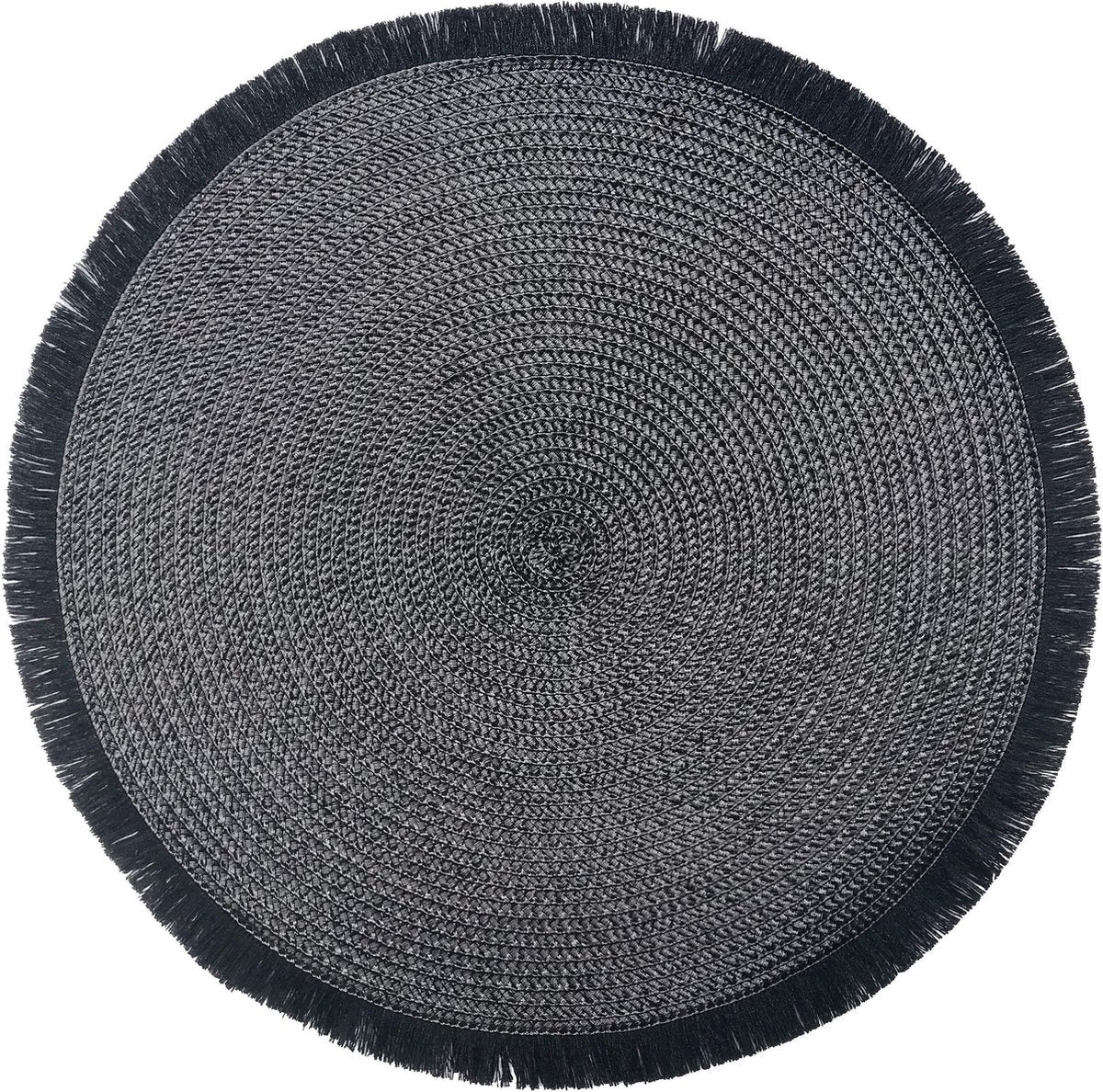6 Placemats - Zwart - Boho - Kunststof - Franjes - 40 cm