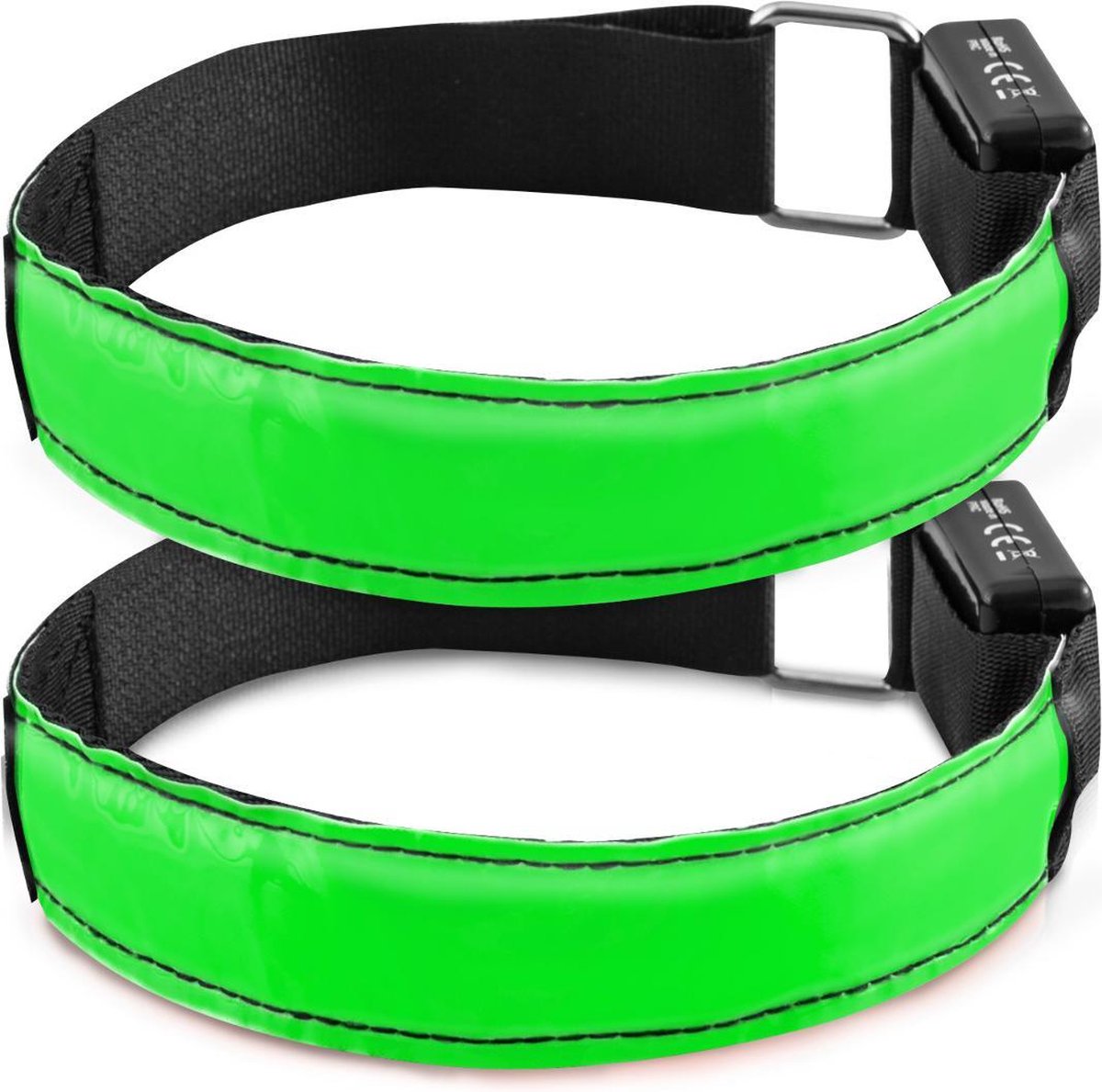 kwmobile 2x LED reflecterende band - Set van 2 lichtgevende armbanden - Reflectorband voor hardlopen