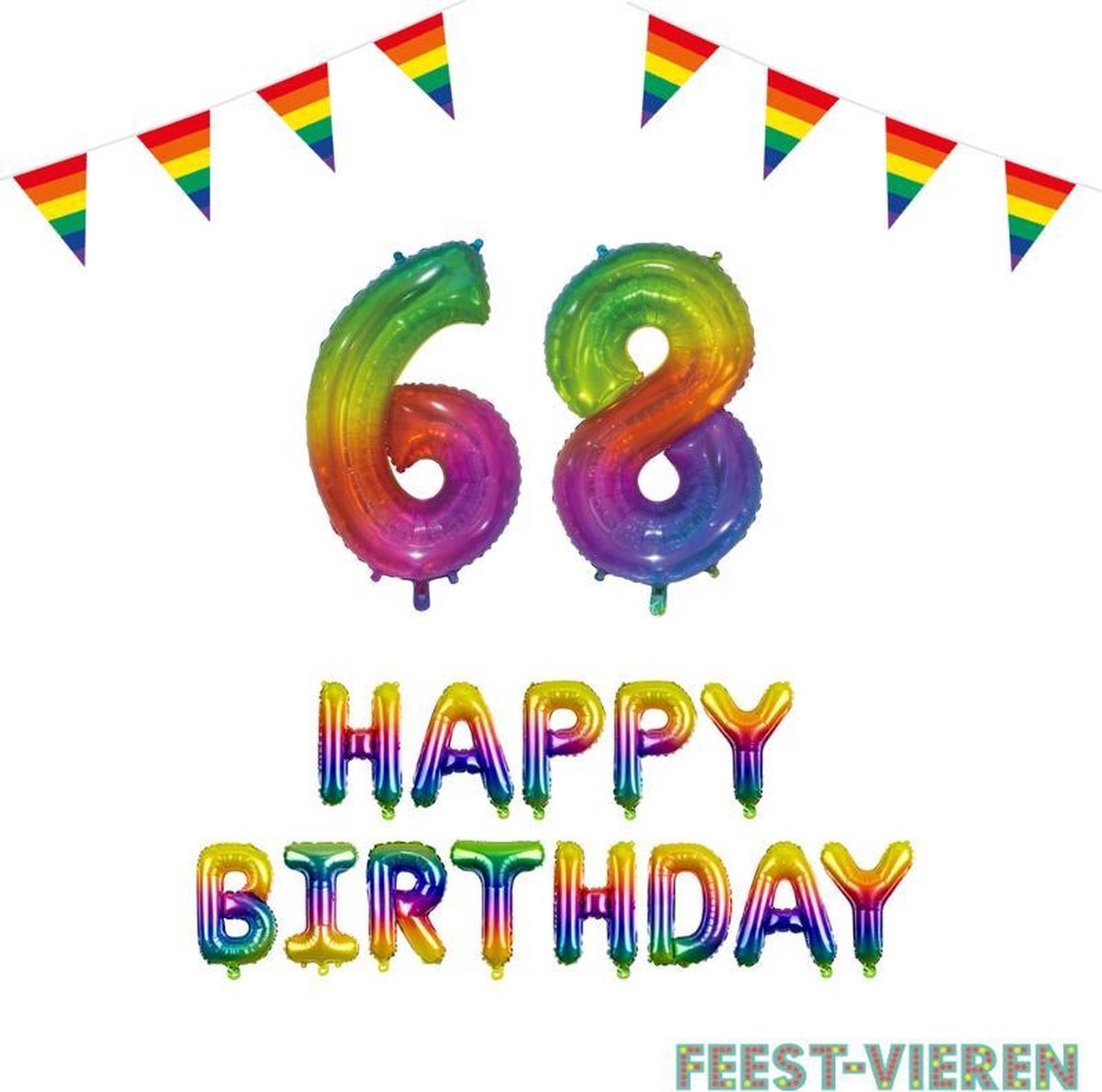 68 jaar Verjaardag Versiering Pakket Regenboog