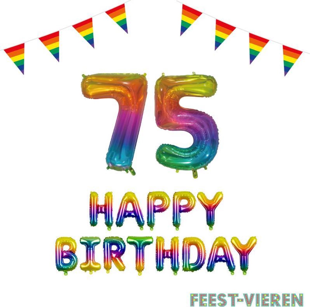 75 jaar Verjaardag Versiering Pakket Regenboog