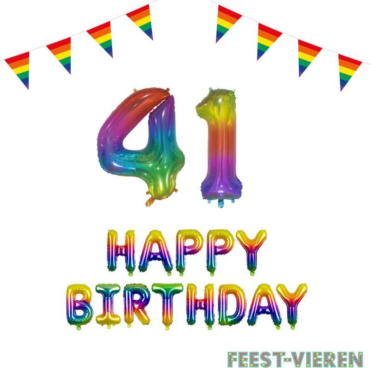 41 jaar Verjaardag Versiering Pakket Regenboog