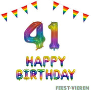 41 jaar Verjaardag Versiering Pakket Regenboog