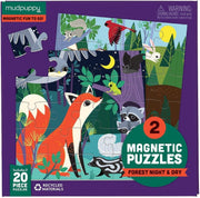 Mudpuppy magnetische puzzel Bos dag & nacht - 2x 20 stukjes