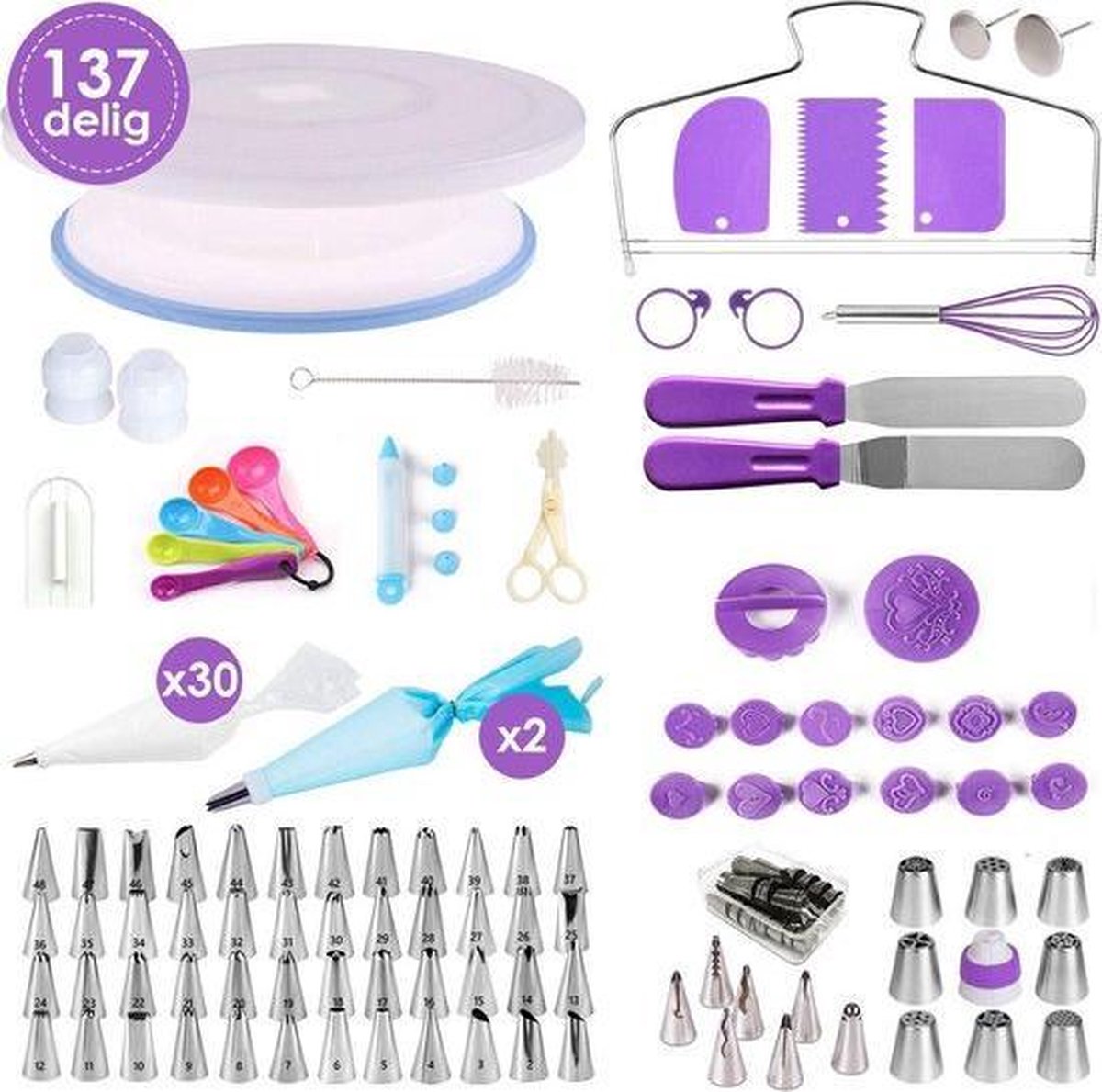 Taart decoratie set - 137-delig - ook voor cake