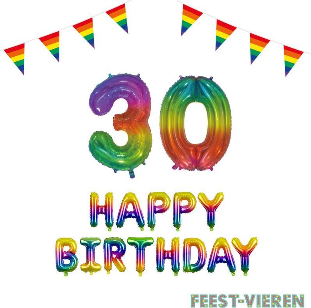 30 jaar Verjaardag Versiering Pakket Regenboog
