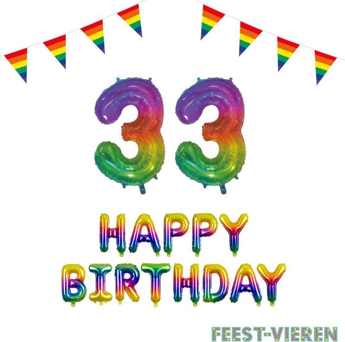 33 jaar Verjaardag Versiering Pakket Regenboog